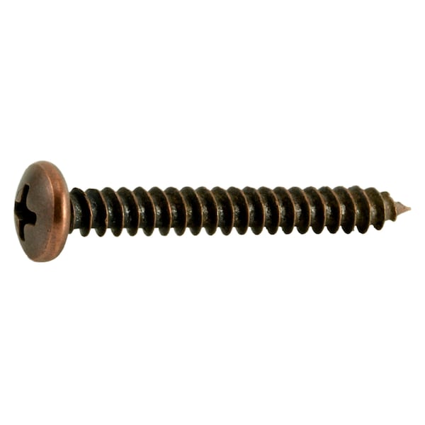 Midwest Fastener Sheet Metal Screw, #10 x 1-1/2 in, Bronze Plated Steel Pan Head Phillips Drive, 25 PK 35957 - main